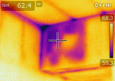 This image show where improper insulation around A/C ducting can result in energy loss and moisture intrusion. 